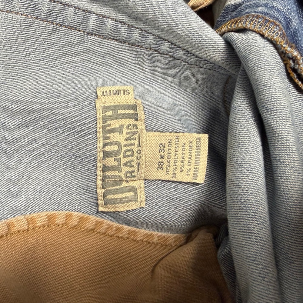 Duluth Trading Co Ballroom Double Flex Slim Fit Jeans Blue 38x32 Light Wash Mens - Picture 3 of 14